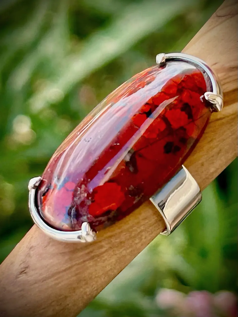 Red Mosaic Brecciated Jasper Ring "CUSTOM DESIGN"